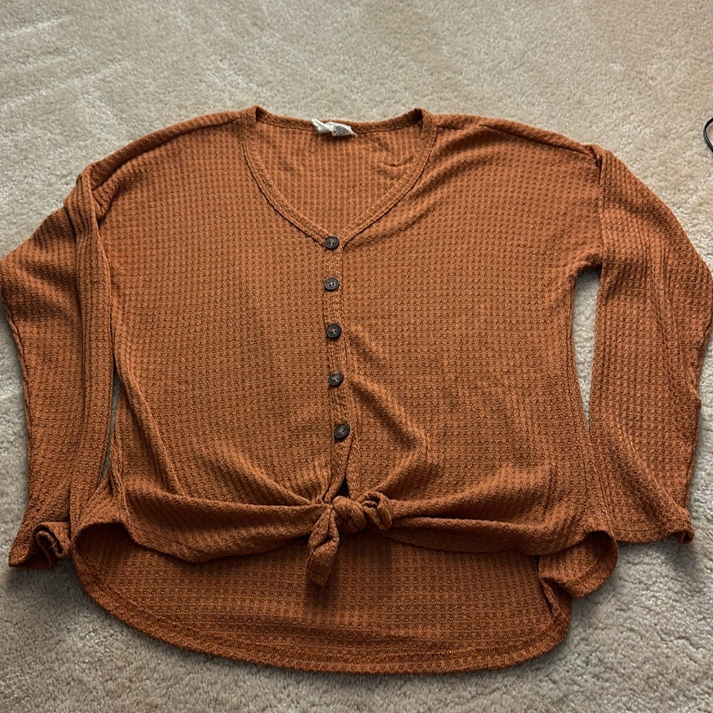 Waffle print sweater